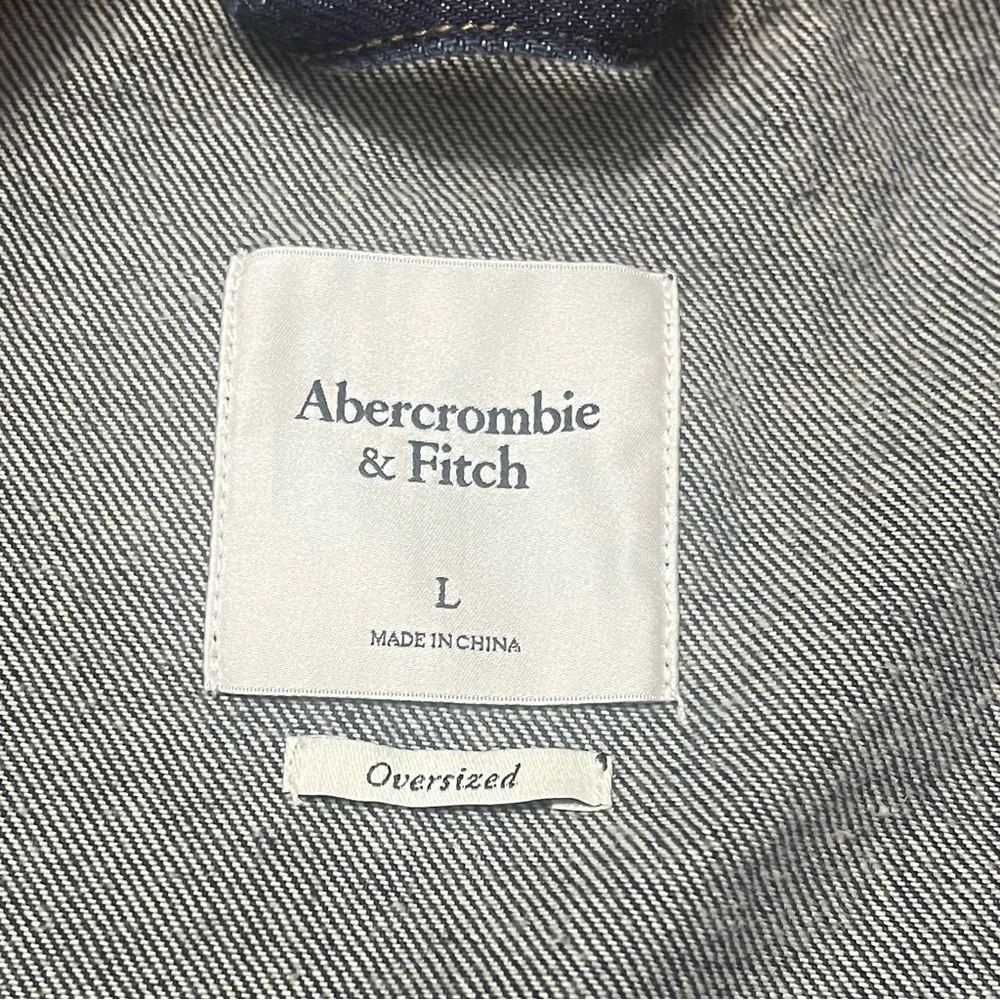 Abercrombie & Fitch Oversized Denim Utility Jacket Sz Large Blue Corduroy Collar - Picture 6 of 8